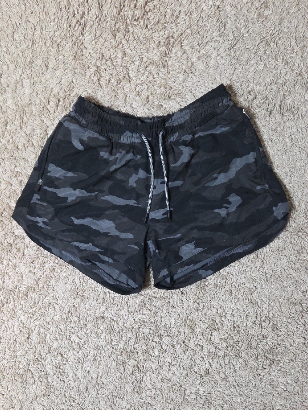 Athleta Girl Black & Gray Camo Running Shorts, XL/14
